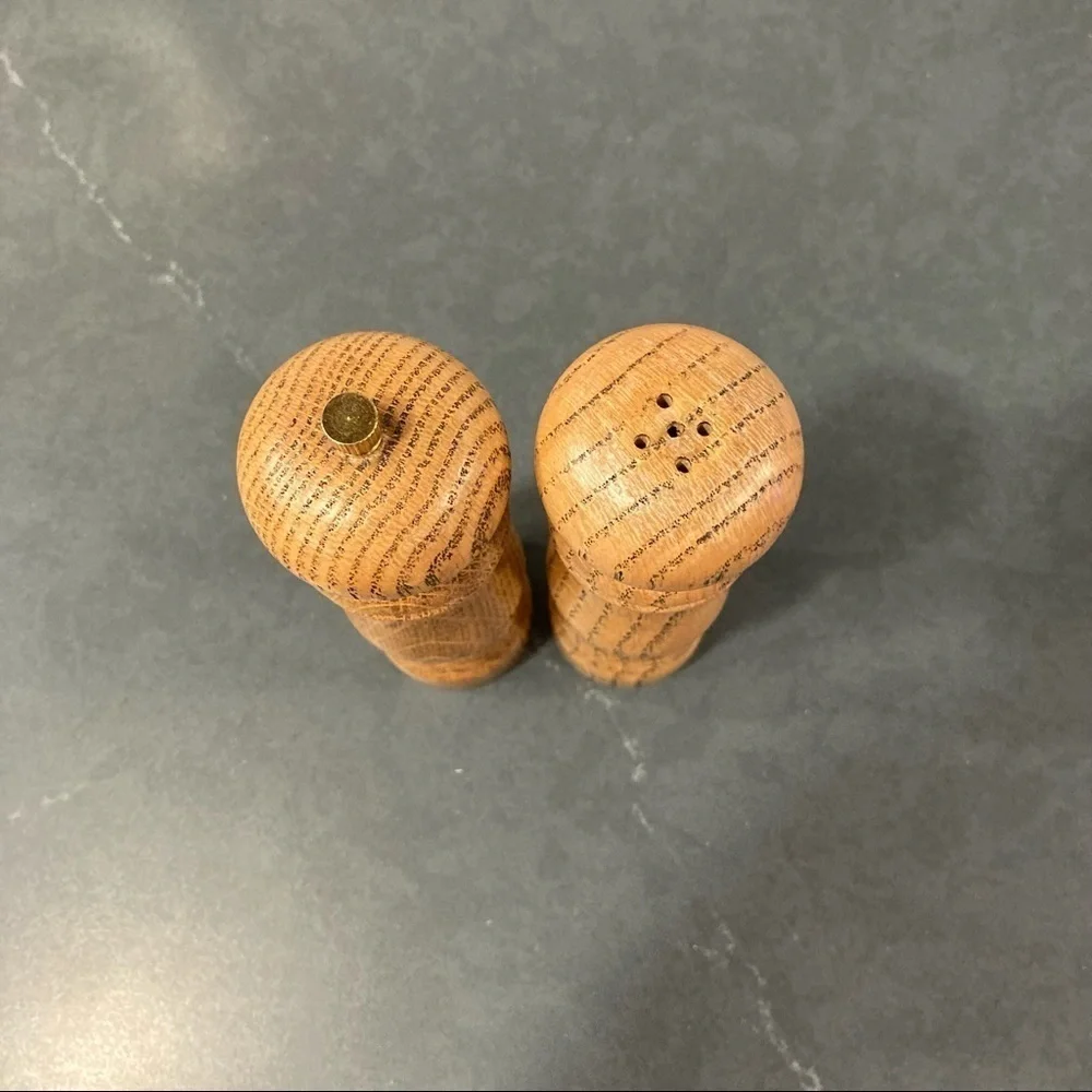 NEW OLD STOCK vintage wooden salt & pepper shaker grinder set